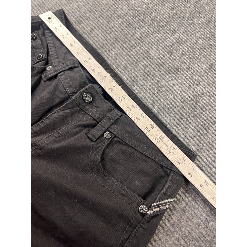 Miss Me Los Angeles Jeans Womens 32 Black Fleur-De-Lis Embellish Skinny Y2K - Picture 3 of 12
